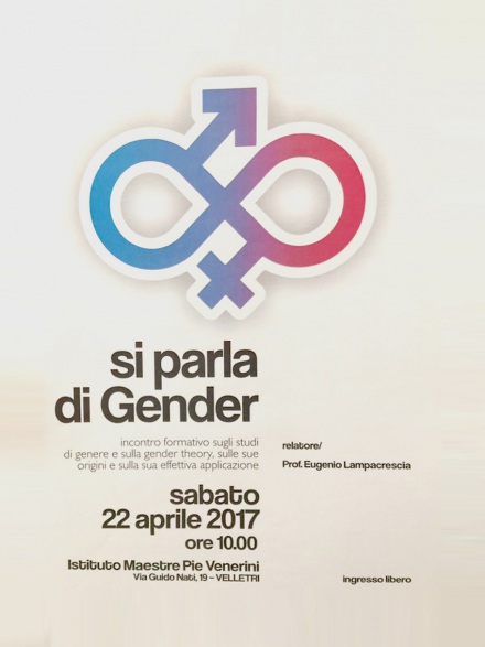 "Si parla di Gender" Incontro formativo sugli studi di genere, sulle sue origini e sulla sua effettiva applicazione.